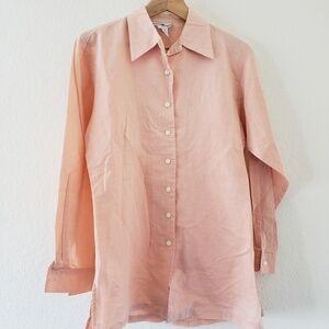 Points West Long Sleeve Button Down Peach Shirt - Size S